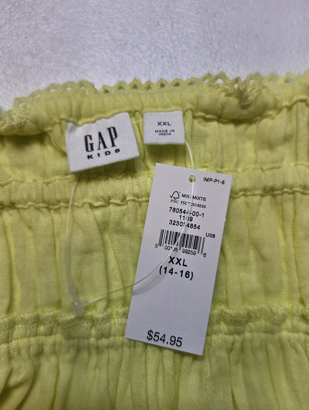 GAP Kids Cotton Crinkle Gauze Midi Dress Lemon Yellow Smocked Sundress NEW